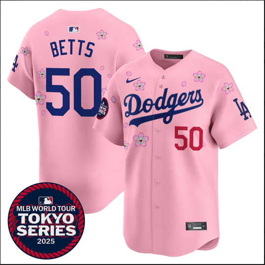 Men Los Angeles Dodgers #50 Betts Tokyo Series 2025 pink Limited Stitched Jersey->los angeles dodgers->MLB Jersey
